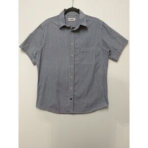 Taylor Stitch Shirt Men's 42 Large Blue White Striped Short Sleeve Button FLAW*